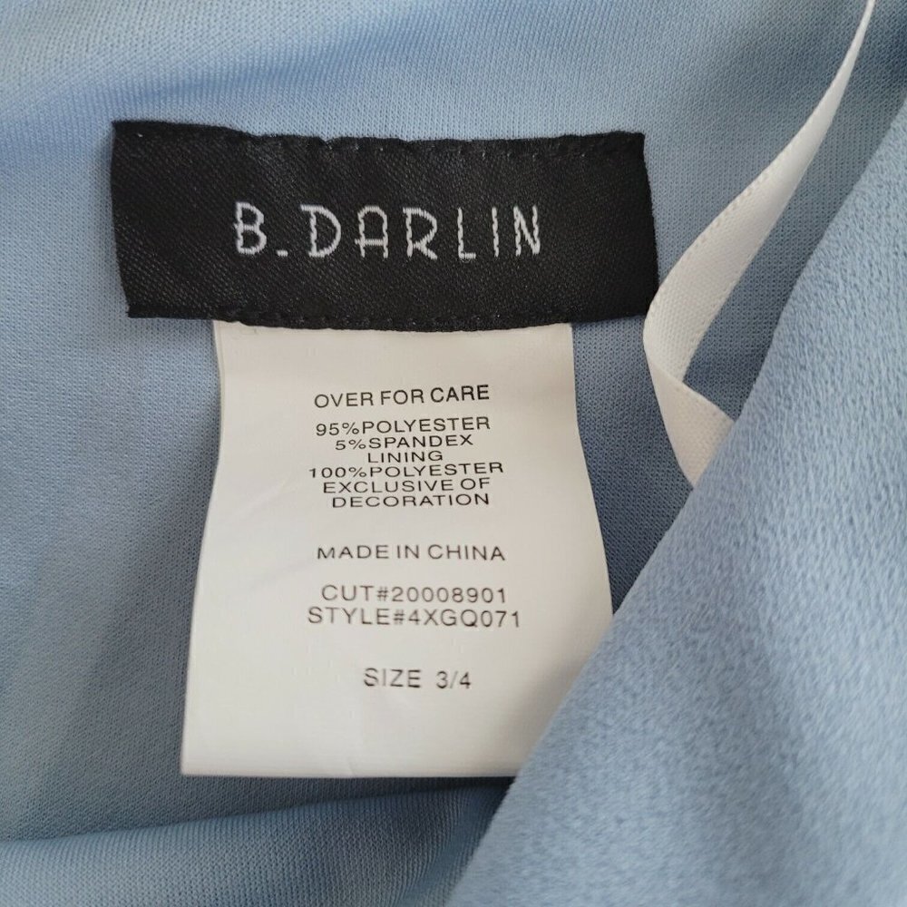 B. Darlin Sz 3/4 Fit Flare Dress Baby Blue Off Shoulder Crochet Special Occasion - Picture 9 of 12